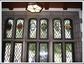 University of Pittsburgh:  Nationality Classroom/Stained Glass Windows With Crests
