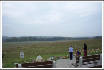 9/11 Flight 93 National Memorial:  Impact Site (near center of field just below trees)