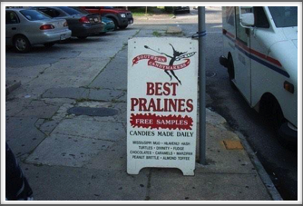 NOLA Praline Shop Sign