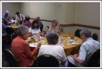 Breakfast:  Norma Kuhn, Norma & Curtis Jones, Judy Winkle, Rosa Lee, Other Kriegies & Families