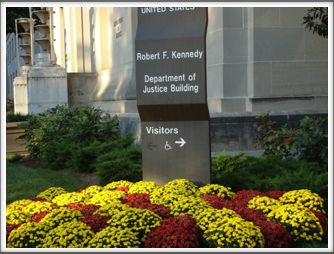 US Department Of Justice Sign