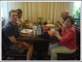 Breakfast in the Hilton’s Tangerine Room
Seated l-r:  Jeff Bender, Rosa Lee, Sid Thal, Maria Christmann
