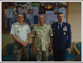 MacDill AFB coalition leadership
l-r:  Brigadier General Jens Praestegaard from the Netherlands
Colonel Dylong from Poland, Colonel Lenny Richoux from the USA