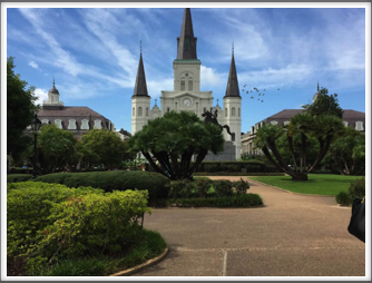 Beautiful Jackson Square with St. Louis Cathedral standing tall in the middle