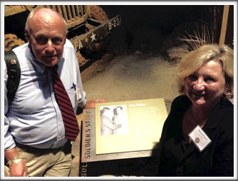 Pat and Martha at the Campaign of Courage Building/Road to Berlin exhibit featuring Pat’s father, Kriegy John Waters