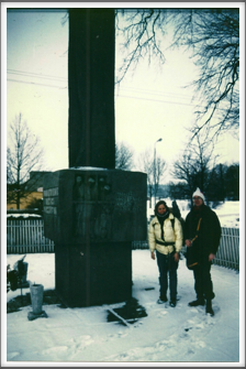 Lisa Job and Polish friend at the POW Monument