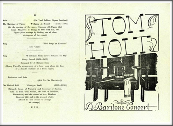 Tom Holt 
“A Baritone Concert” Program
Unknown Date
