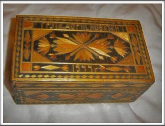 Oflag match stick box - made and given to Isaac E. "Ike" Franklin while at Oflag 64 by a Kriegy of Czech decent.   If you know who that might have been, please contact us.