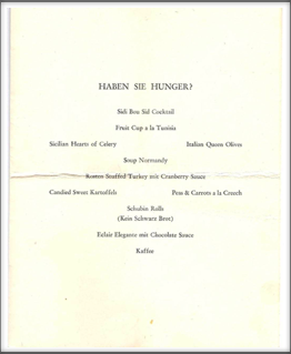 1947 Newark NJ Reunion Banquet Menu