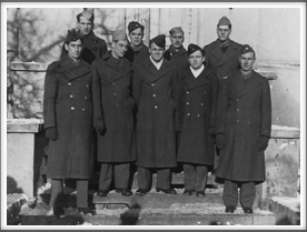 Mess 25, Fall 1943
Front l-r:  Charles Dunn, Dick Secor, Roy Chappell, William Higgins, Harold Craft;  Back l-r:  John Glendinning, Jim MacArevey, Murphy, Russell Bissman.
